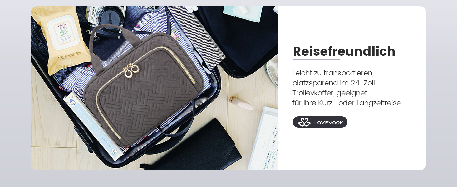 Чоловіча/Жіноча косметичка OVEVOOK водонепроникна для підвішування з гачками, велика з відділенням для прикрас (Сірий, M-Update)