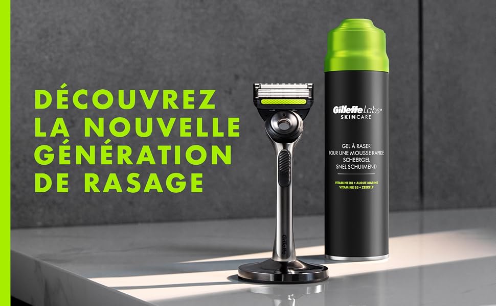 Чоловіча бритва Gillette Labs з ексфоліаційною смужкою Champion Gold, багаторазовий станок та 1 змінна касета для комфортного гоління обличчя