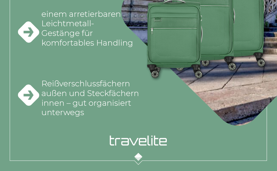 Валіза Travelite MIIGO 77 см, розширювана, з TSA замком, 90-96 л, з екологічних матеріалів, колір: Matcha (зелений)
