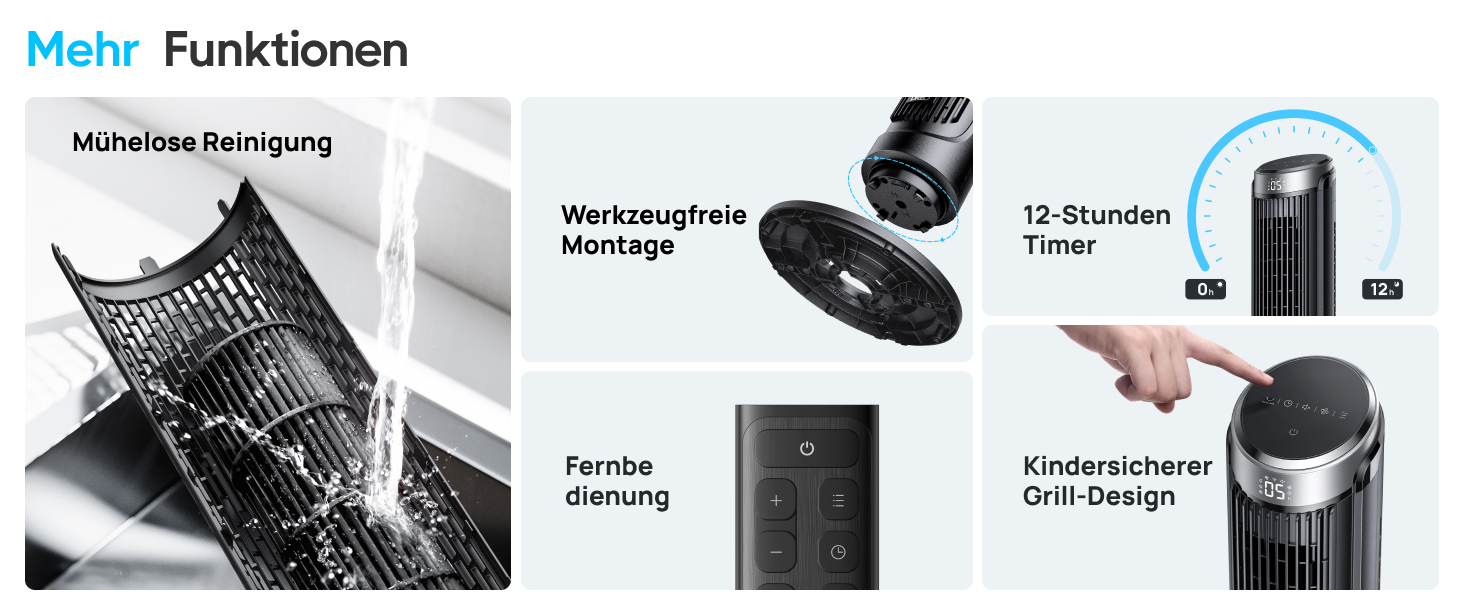 DREO Smart Tower Ventilator: Тихий вентилятор з Wi-Fi, дистанційним керуванням та керуванням голосом (Alexa), 90° осциляція, 5 швидкостей, 12-годинний таймер, сріблястий