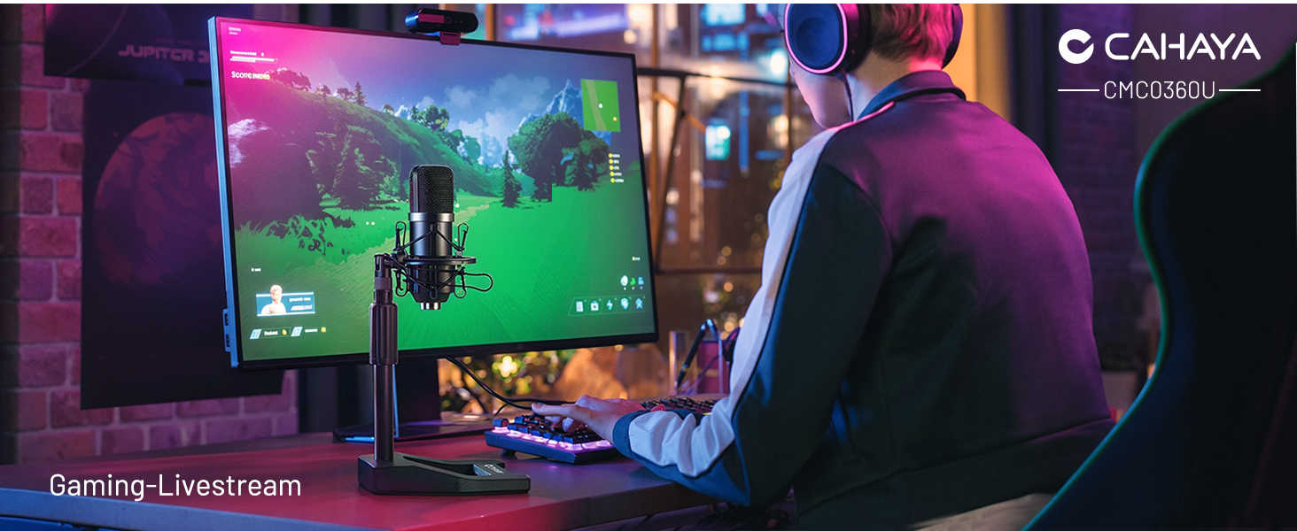 Настільний мікрофонний тримач CAHAYA 3 в 1: Регульований тримач з поворотним кріпленням 180° та кліпсою для мікрофона, підходить для конференцій, ігор та стрімінгу, CY0360 (A-подібна основа)