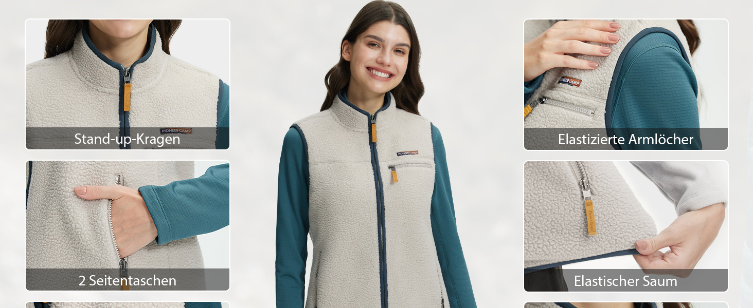 Тепла флісова жилетка Pioneer Camp для жінок – м'яка жилетка з плюшевої тканини з коміром-стійкою та блискавкою для осені, походів, катання на лижах, світло-фіолетовий, розмір S