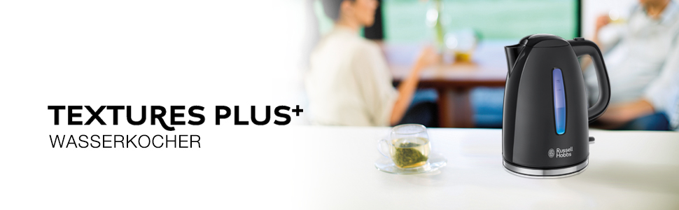 Електричний чайник Russell Hobbs 1.7л, 2400W, чорний, з LED-підсвічуванням, функція швидкого кип'ятіння, фільтр від накипу, індикатор рівня води