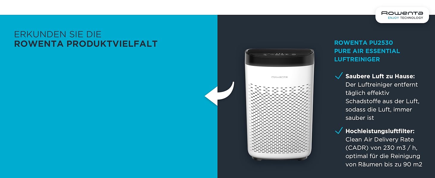 Вентилятор-повітроочисник Rowenta Eclipse QU5030 2-в-1 | Повітряний фільтр, 12 швидкостей, таймер, пульт керування, антрацит