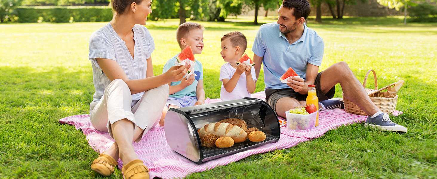 Рибалка Brotkasten з нержавіючої сталі, харчової якості, з кришкою-роллером, 43,5 x 27,5 x 18,5 см, контейнер для хліба, булочок, печива