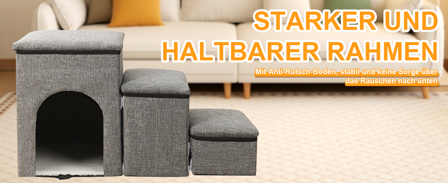 Сходинки для собак FurryPaws: 3-ступенева переносна драбинка для собак до ліжка та дивана, антиковзаюча, для маленьких та великих собак, ідеальна для подорожей