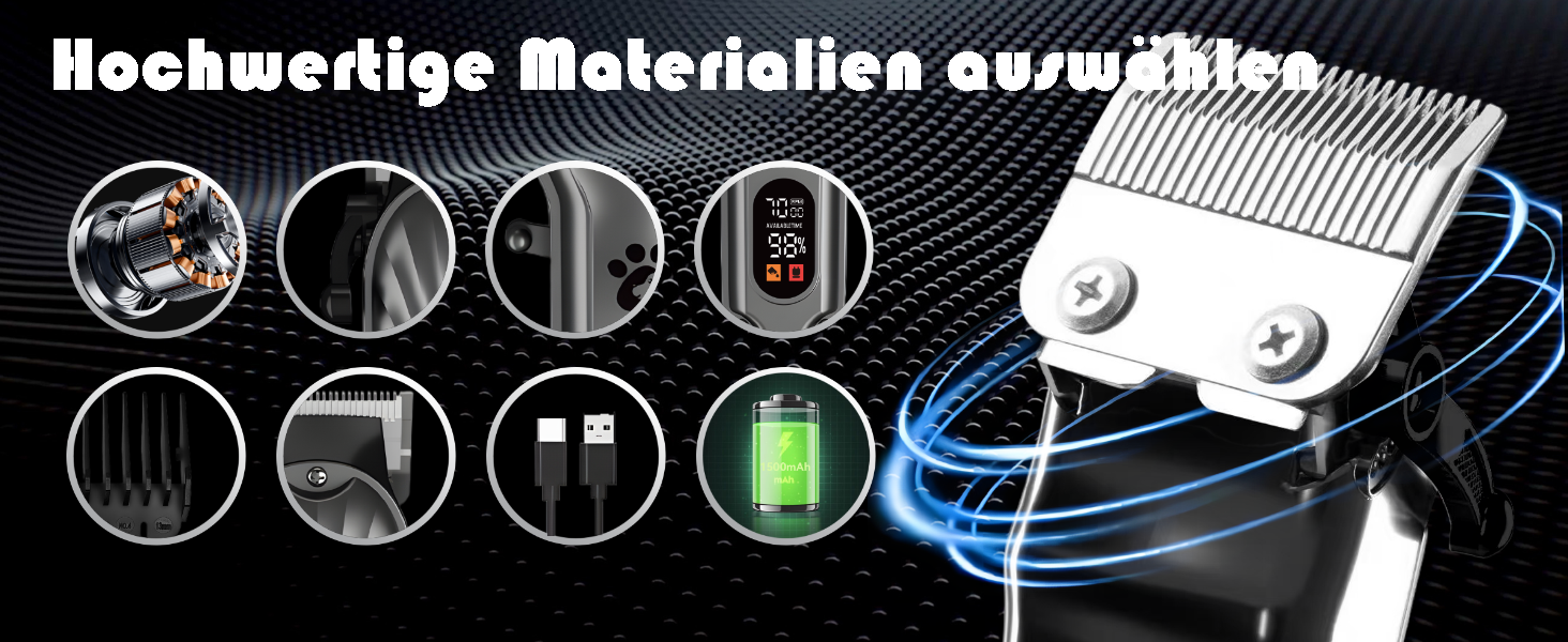 Професійна машинка для стрижки собак з щільним хутром, бездротова, тиха, з LED-дисплеєм, для довгого, товстого, тонкого, кучерявого та хвилястого хутра