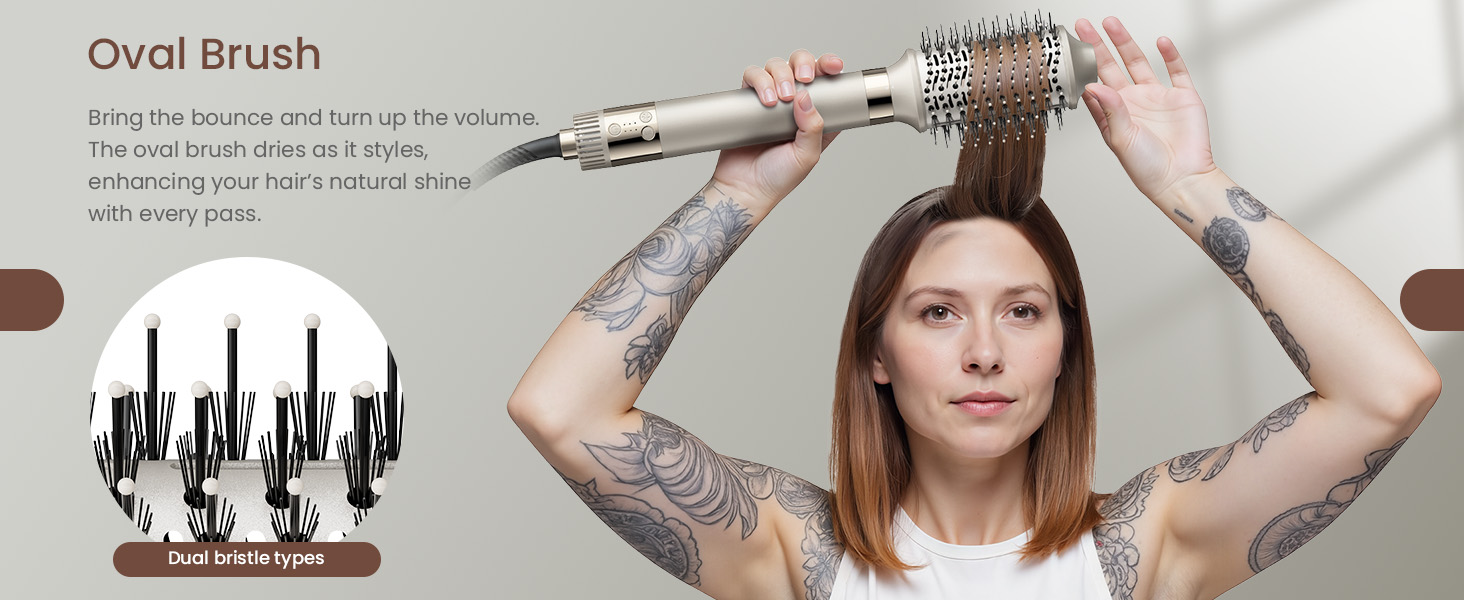 5-в-1 Airstyler: Іонний фен, локони, об'єм та випрямлення без шкоди для волосся | Легкий, для дому, Champagner Gold