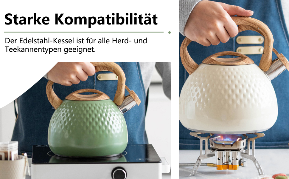 Чайник-свисток з нержавіючої сталі 3L, сумісний з усіма плитами, для чаю та кави, жовтий