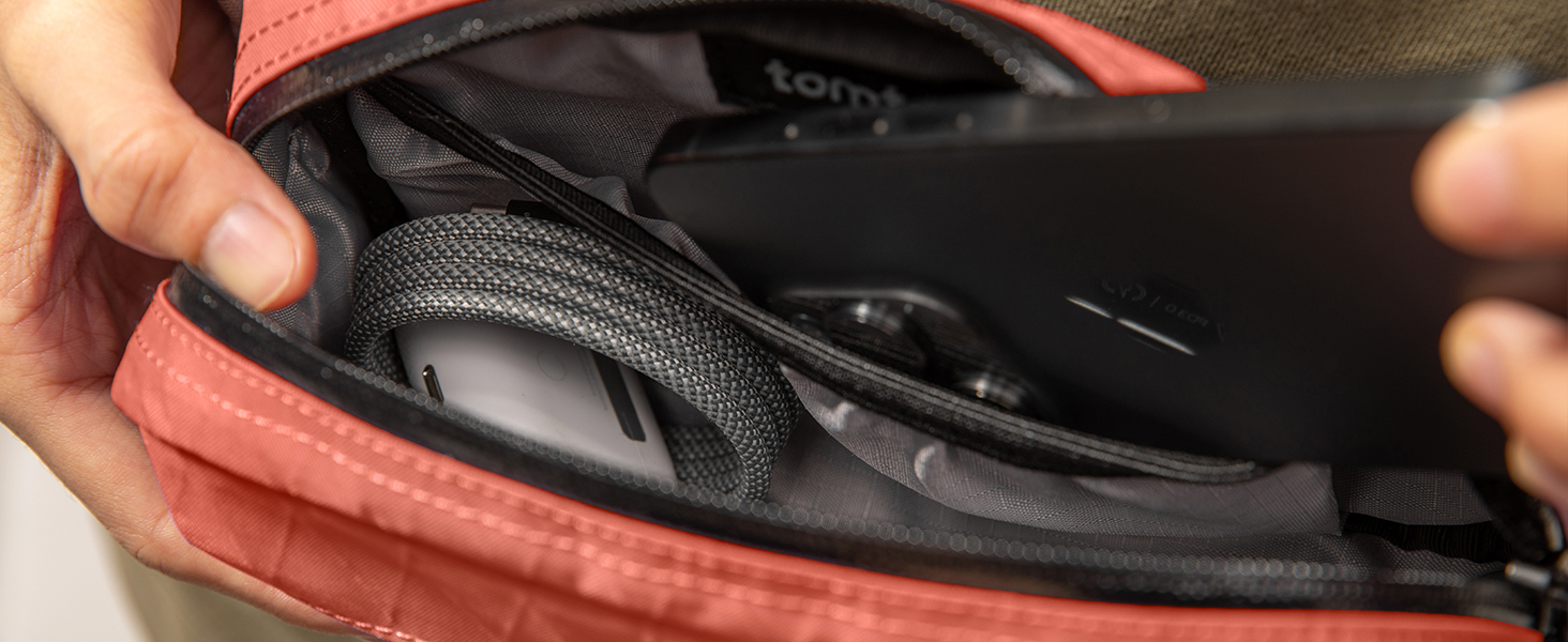 tomtoc Плечова сумка Sling Bag 3.5L з RFID-захистом – для Switch, iPad mini, EDC, подорожі | Водовідштовхувальна, X-pac Koralle
