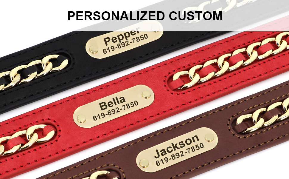 Стильний шкіряний нашийник для собак Didog: чорний, регульований, з гравіюванням, L (17.0-20.0 см)