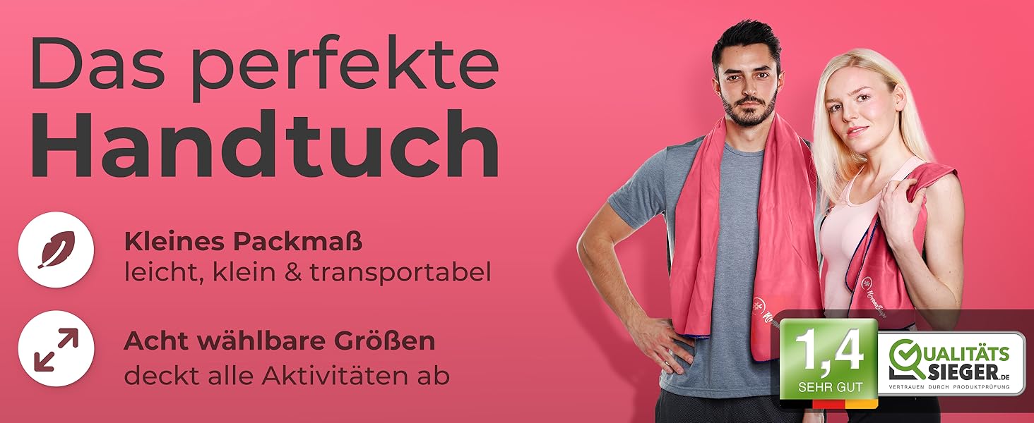 Рушник з мікрофібри NirvanaShape - туристичний, для пляжу, спорту, подорожей, кемпінгу, 50 x 30 см, сірий з блакитним кантом