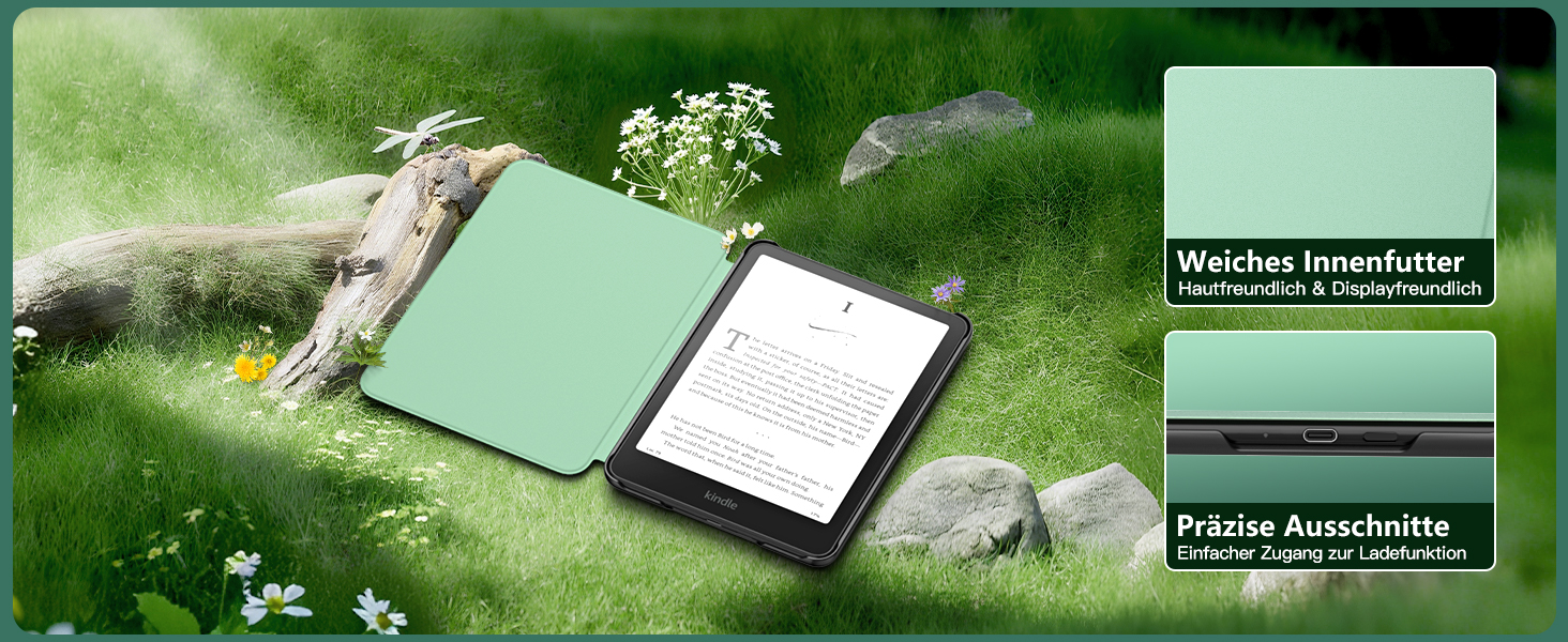 Чохол для Kindle Paperwhite 2024 (12-го покоління) та Kindle Colorsoft Signature Edition 2024, MoKo, Джинсовий зелений, Auto Wake/Sleep