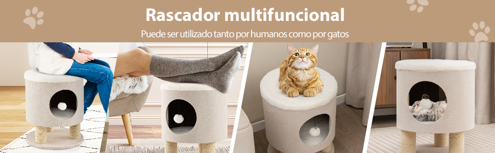 Котячий будиночок SOARS з когтеточкою, 3 яруси, 2 будиночки та ліжко, когтеточний комплекс для котів