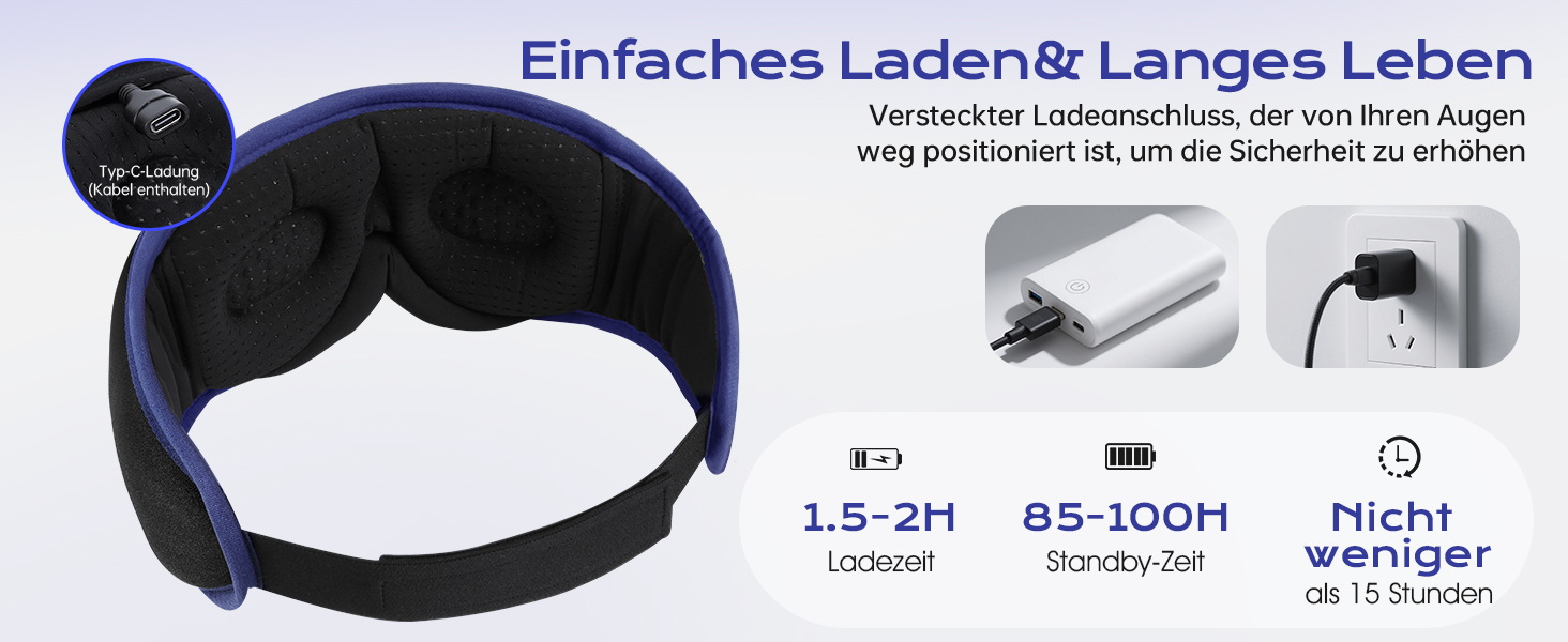 3D Маска для сну з навушниками Bluetooth Dolida, ультрамарин - повна блокада світла, комфортний сон для жінок та чоловіків