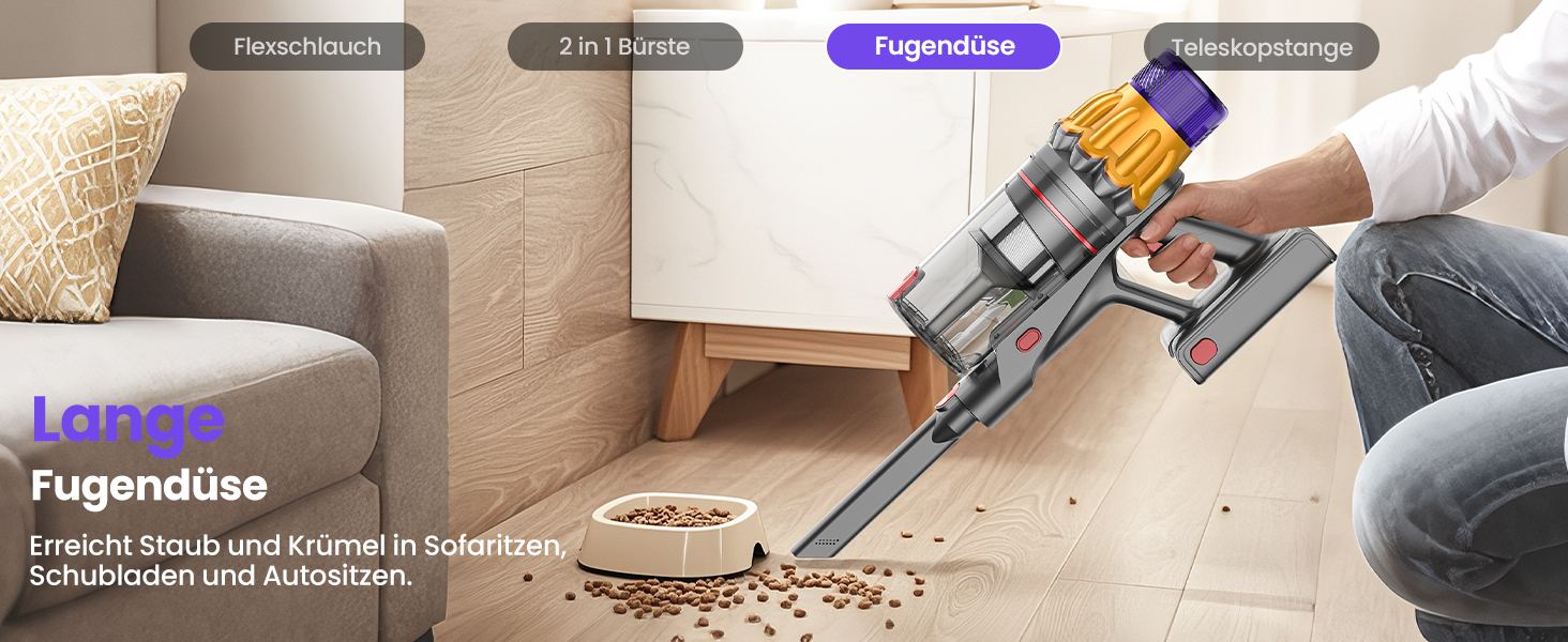 Акумуляторний пилосос SICBCGB 48000Pa/550W/70хв, 2.0L з HD-дисплеєм, антизаплутувальною щіткою, док-станцією, 11-шаровою фільтрацією для шерсті тварин та авто (фіолетовий)