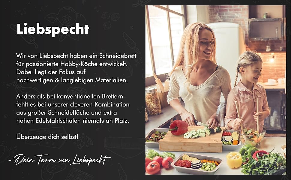Набір бамбукових обробних дощок Liebspecht з 3 піддонами, велика бамбукова дошка для нарізання з піддоном, покращена версія