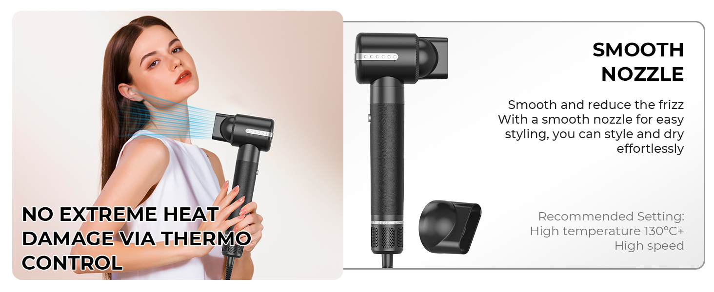 Набір для укладки волосся 7-в-1: фен, дифузор, щітка для укладки, автоматична плойка, випрямляч, чорний, 110000 RPM