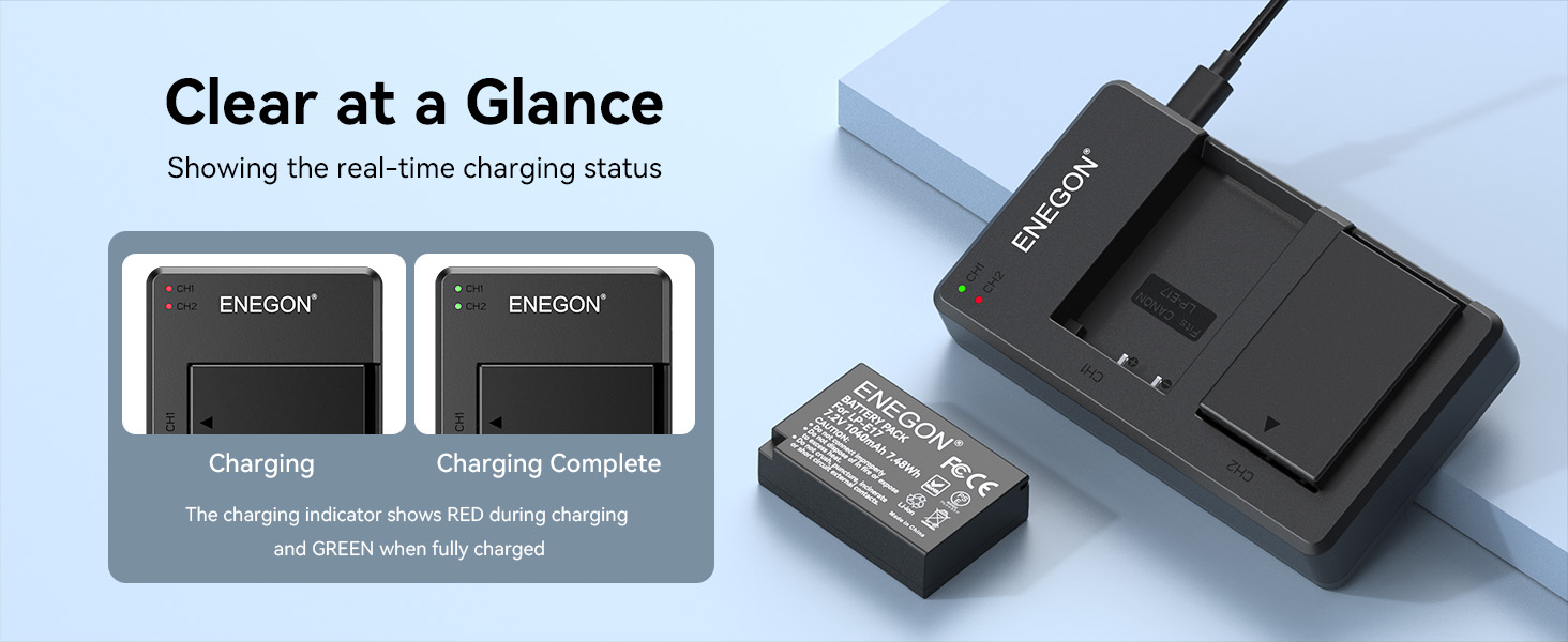 Акумулятор для камери Canon LP-E17 ENEGON з зарядним пристроєм Dual Micro USB (2 шт.)