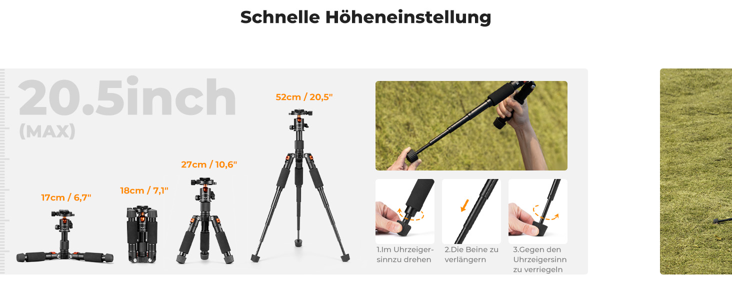 Міні штатив K&F Concept S225A1+BH-25: компактний штатив для камери з кульковою головкою 360°, 52 см, з тримачем для телефону, для Canon/Sony/Nikon/Fujifilm, до 6 кг