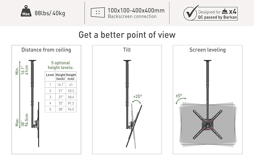 Кронштейн для телевізора Barkan Lange Weiß 13-75