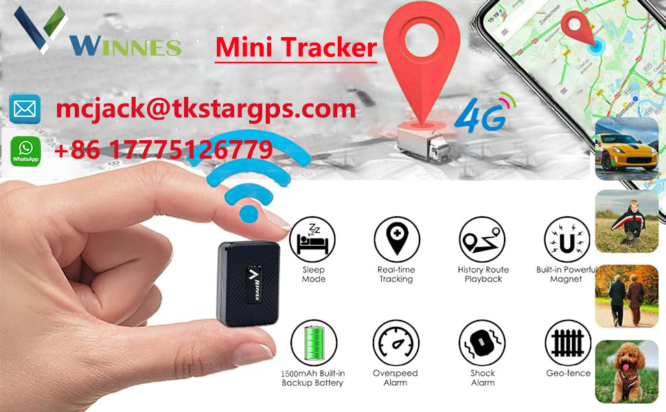 GPS-трекер Winnes 4G Mini 1500 мА·год з магнітом, анти-втрата, для авто, дітей, велосипеда, валізи, підтримка GPS/AGPS/LBS, додаток у комплекті