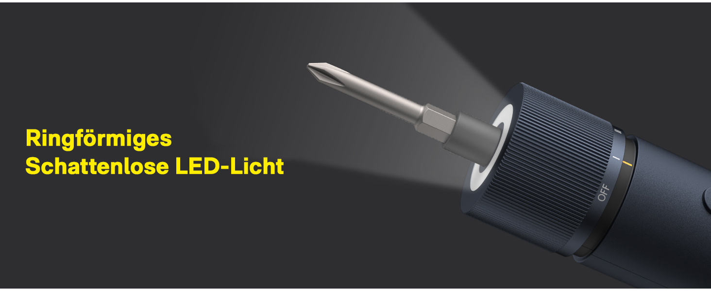 Електрична викрутка HOTO з набором біт (12 шт), 3.6V, LED-підсвічування, 3 положення моменту (до 4 N.m), 220 об/хв, акумулятор 1500 mAh, для ремонту меблів та комп'ютерів