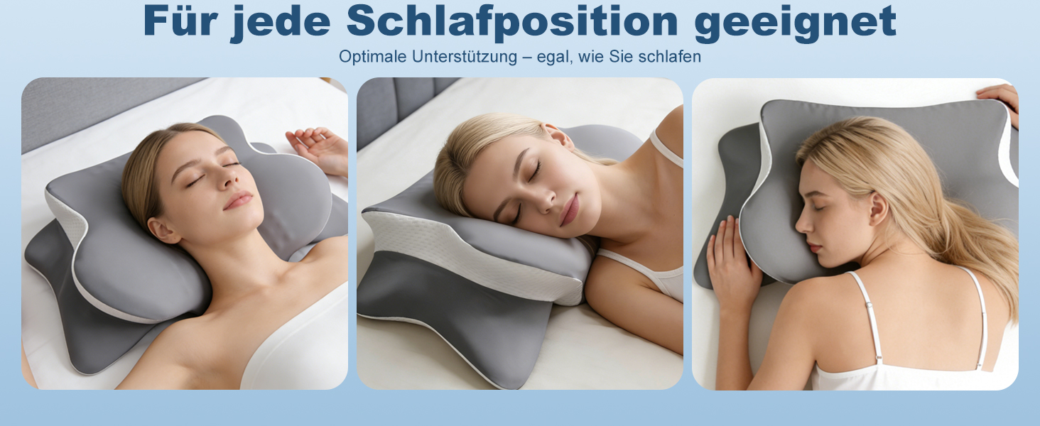 Подушка для шиї та голови з 3D-підтримкою шиї, CertiPUR-US та OEKO-TEX сертифікацією, для тих, хто спить на боці, спині та животі. Дихаюча, знімний та пральний чохол.