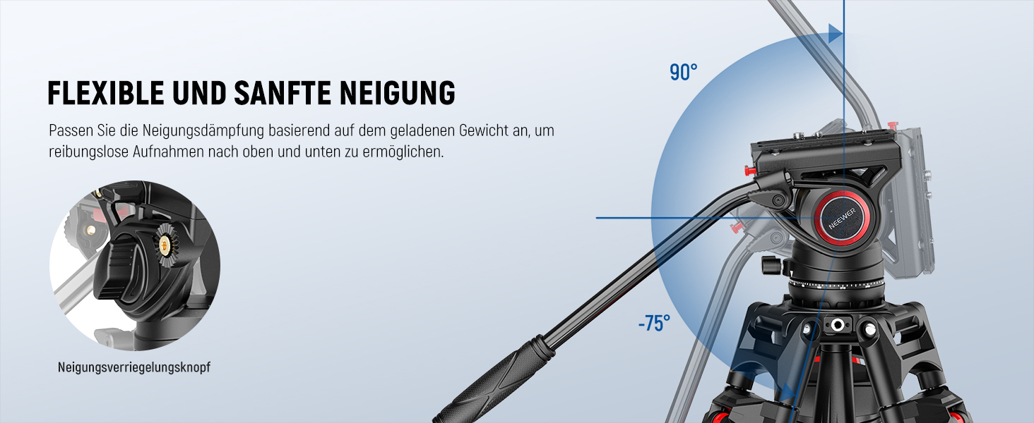 Штатив для відеокамери NEEWER 76' з пливним кріпленням, алюмінієвий, для DSLR/Camcorder, вантажопідйомність 8 кг, LL27