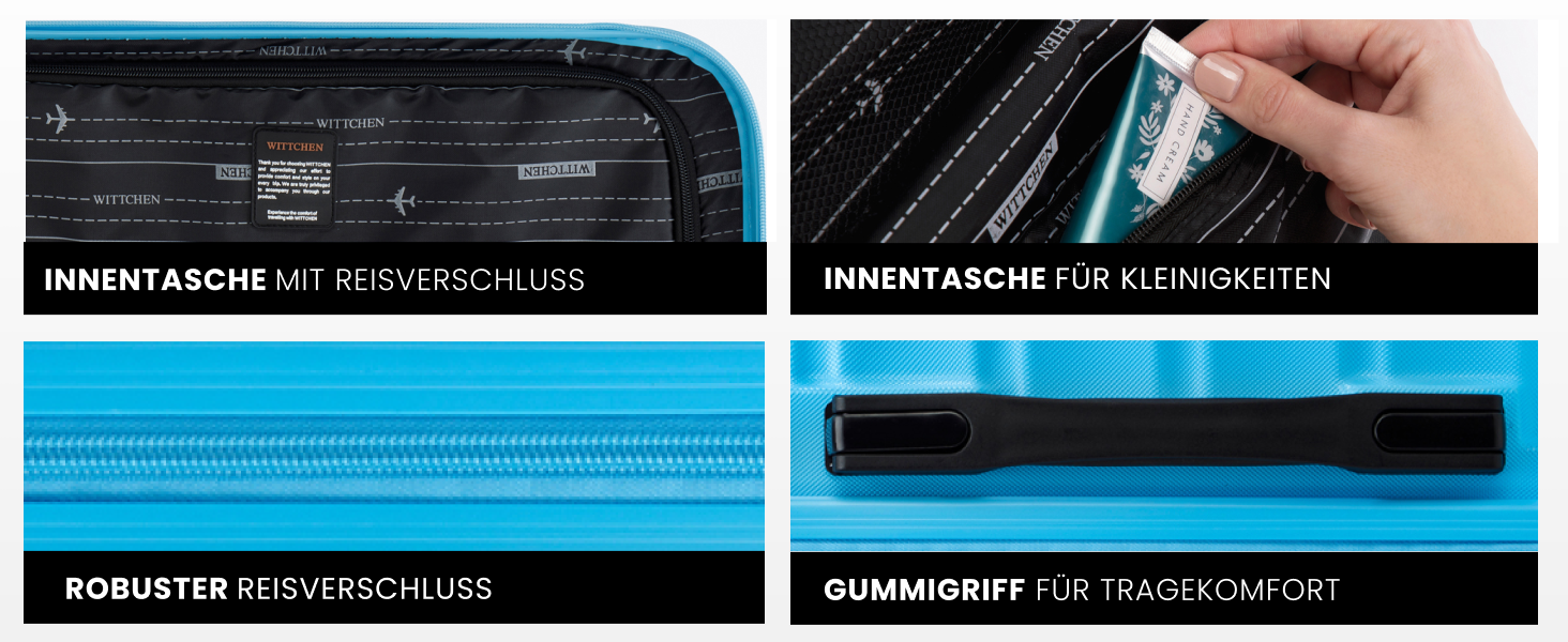 Чемодан на колесах Wittchen Groove Line L, великий, з ABS-пластику, 4 колеса, кодовий замок, чорний (підходить для Lufthansa/Eurowings/Ryanair)