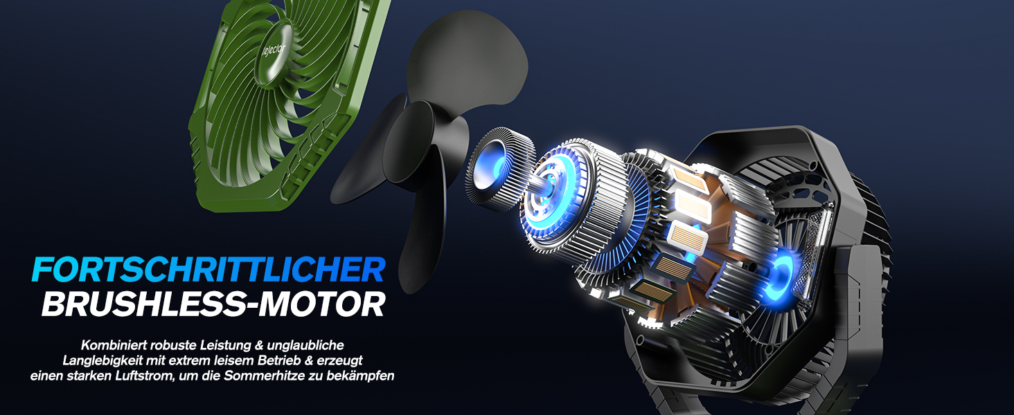 Акумуляторний вентилятор для кемпінгу Kejector 24000mAh з підсвіткою, цифровим дисплеєм та пультом керування, портативний настільний вентилятор (6 швидкостей) для намету, тераси та дому