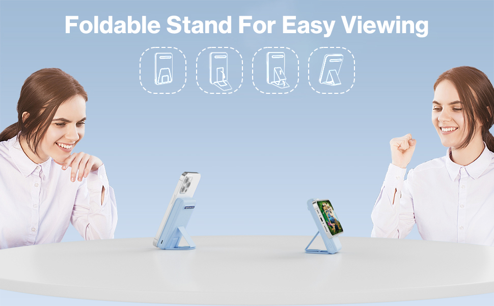 Power Bank AOGUERBE 10000mAh з LED дисплеєм та магнітною зарядкою PD 22.5W для iPhone (MagSafe) - білий/блакитний