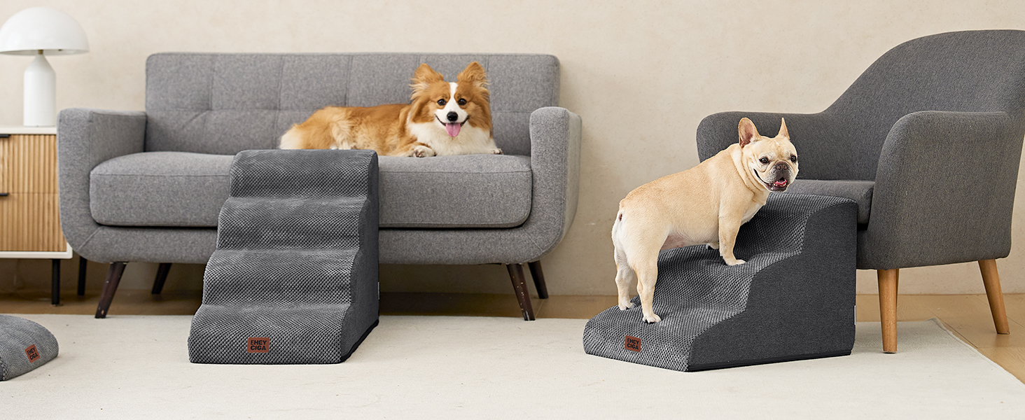 Сходинки для собак EHEYCIGA: компактні та зручні для маленьких собак, 40 см заввишки, сірі