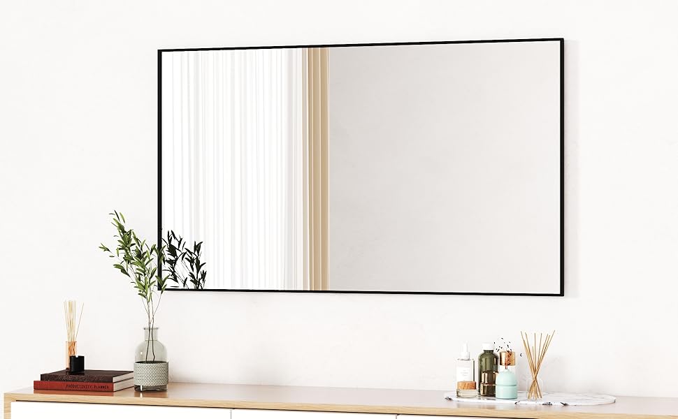 Дзеркало Boromal Spiegel чорне 100x60 см з металевим каркасом для ванної кімнати, туалетного приміщення, спальні