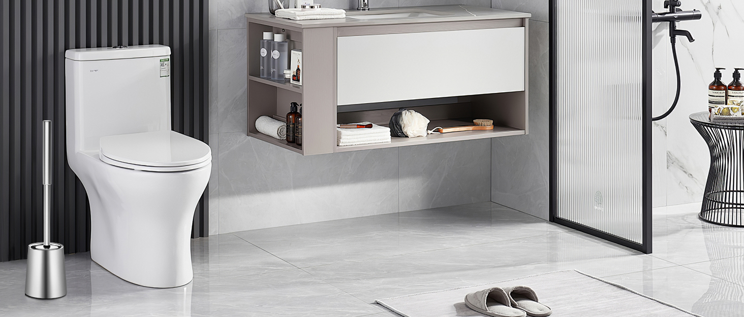 Силіконова щітка для унітазу Klobürste – гігієнічна щітка з нержавіючої сталі 304 з змінним насадком, для дому, готелю, ванної кімнати (розміру Gebürstetes Silber)