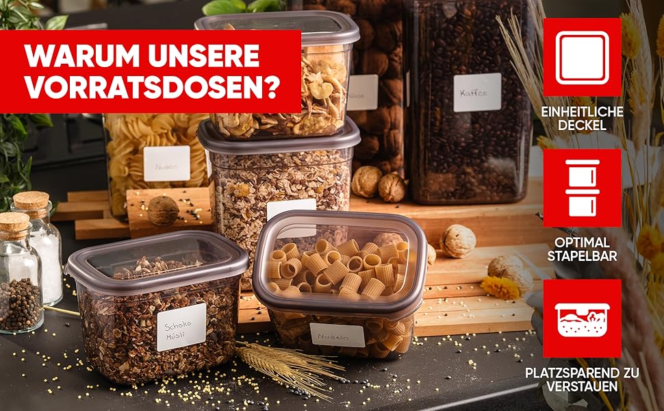 Набір контейнерів для зберігання продуктів з кришкою (12 шт.) – герметичні, кутові, BPA-free. Ідеально для борошна, мюслі, цукру. Органайзери для кухні