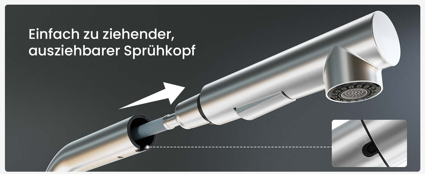 Кран кухонний висувний CECIPA, 360° поворотний, чорний, з витяжним виливом, міцний, без витоків, проста установка, з домішувачем для раковини (щіткова поверхня & чорний колір)