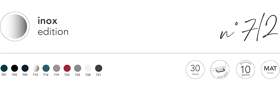 Відро для сміття Les Collecteurs Küchen N°712, 30 л, нержавіюча сталь, знімний внутрішній відро, дизайн, міцне, тихий закриття кришки