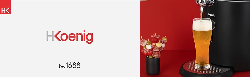 Система розливів пива H.Koenig - сумісна з усіма 5-літровими баками з нержавіючої сталі, інтегрована система охолодження, регулювання температури від 2°C до 12°C, 65 Вт, неслизькі ніжки (BW1688)