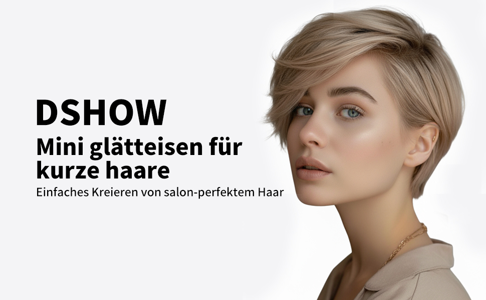 Випрямляч для волосся DSHOW для короткого волосся, 9 мм, 2-в-1 для бороди та чубчика, всі типи волосся (Чорний)