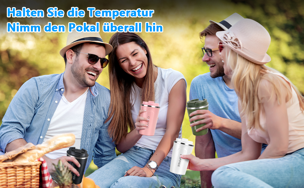 Термокружка Flintronic 510 мл з подвійними стінками, з нержавіючої сталі, з кришкою, для кави та чаю (рожевий)