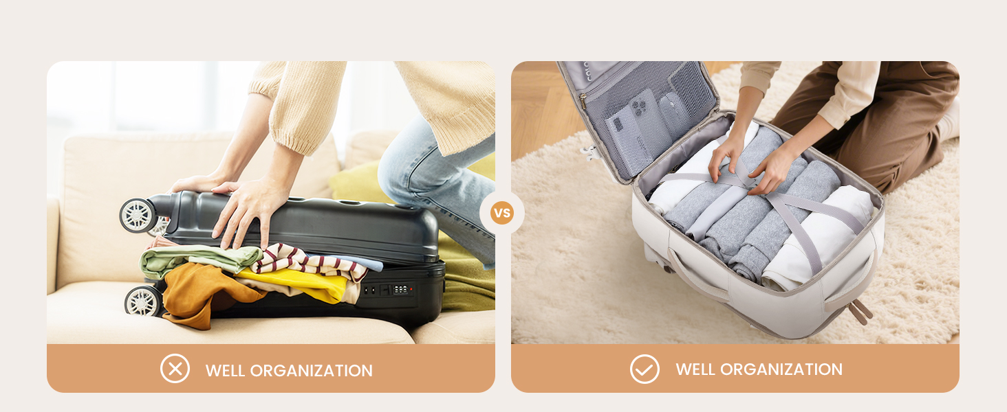 LOVEVOOK Рюкзак для ручної поклажі 40л, для подорожей, з відділенням для ноутбука 17.3 дюймів, з вологостійким відділенням, 45x36x20 см, бежевий/хакі