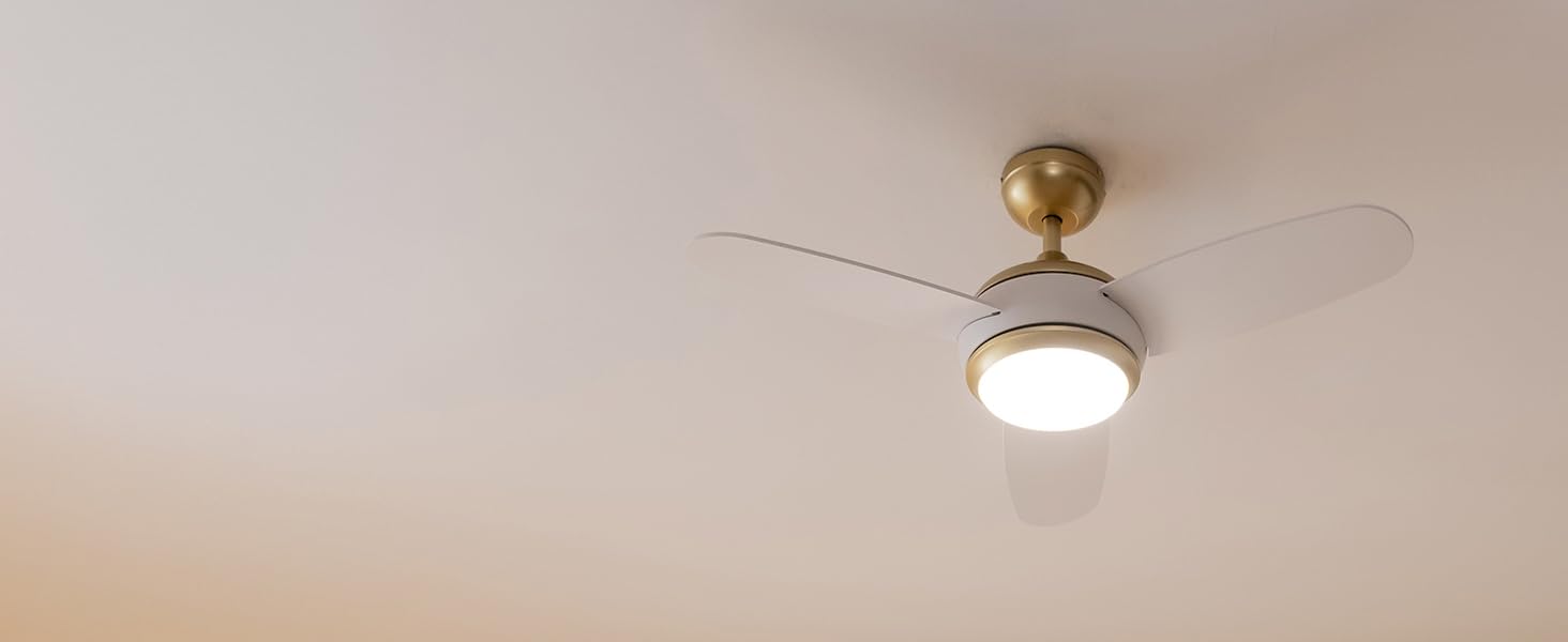 Стельовий вентилятор Cecotec EnergySilence Aero 4265 GoldBlack з LED підсвіткою 18W, діаметр 107 см (42 дюйми), пульт, таймер, 3 швидкості