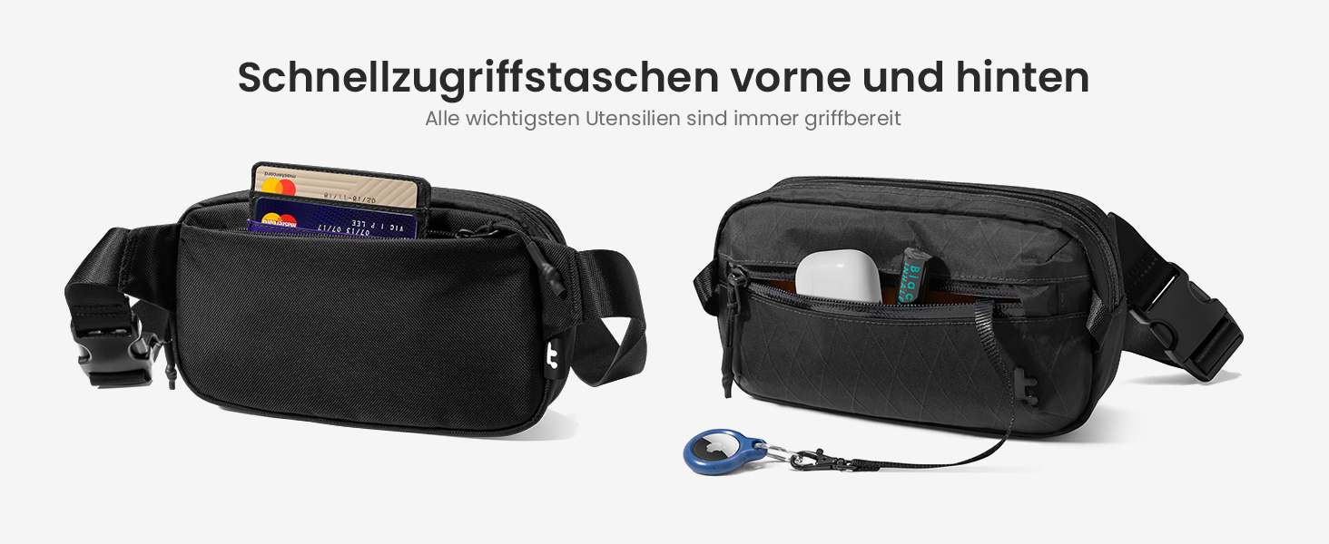 tomtoc X-Pac нагрудна сумка для чоловіків та жінок, 1,5 л, чорна. RFID захист, для подорожей, повсякденного використання
