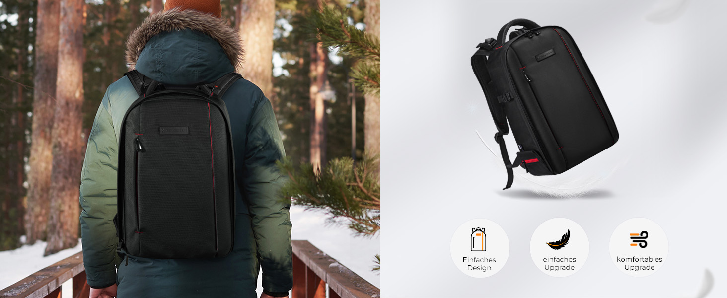 Фоторюкзак K&F Concept для фотографів: водонепроникний, для SLR/DSLR, об'єктивів та аксесуарів (2.0, чорний+червоний, L-18L)