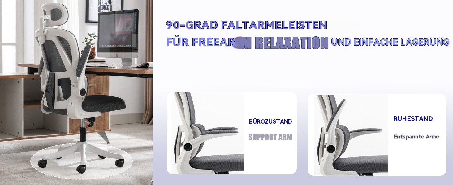 Ергономічне крісло для офісу чорно-біле | Регульоване по висоті, з підлокітниками, підтримкою попереку та сіткою | Для дому, ігор, навчання. Чорний та білий, середній розмір