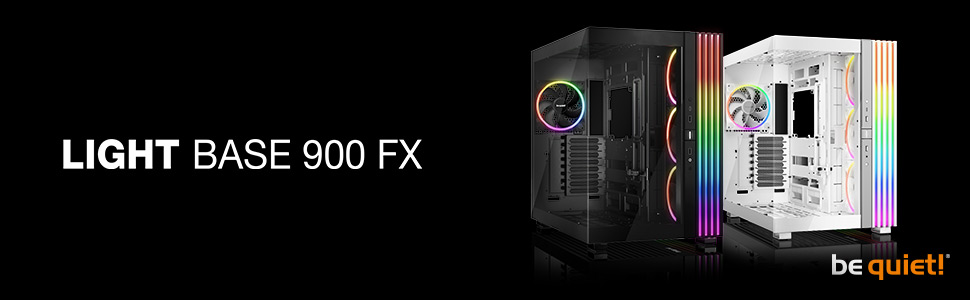 be quiet! Light Base 900 FX - Корпус ПК з повністю прозорою передньою та бічною панелями, Dual Chamber Design, 4 вентилятори Pure Wings 3 PWM (Білий)