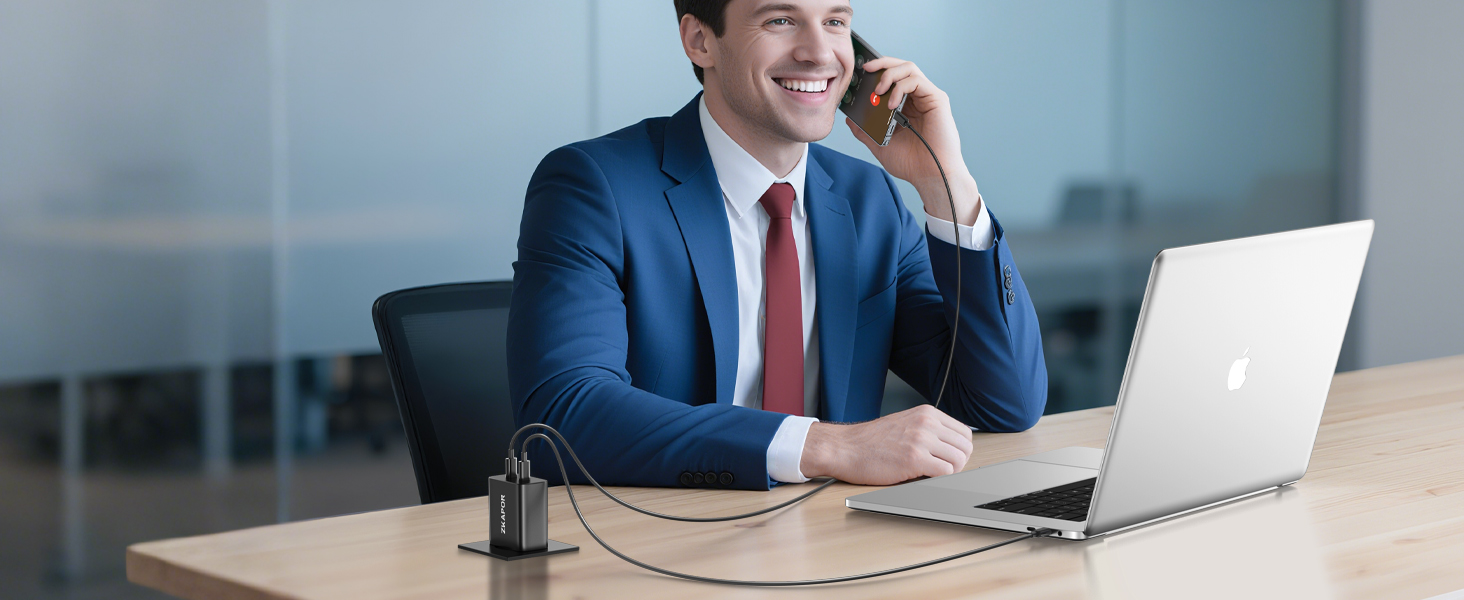 Зарядний пристрій ZKAPOR з 4 USB-C портами, 45W, білий (PD+QC)