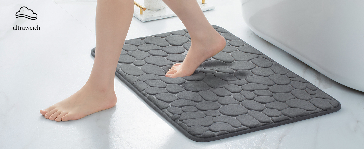 Набір килимків для ванної кімнати chakme (2 шт), пам'ятна піна Cobblestone, протиковзні та абсорбуючі килимки для ванної та туалету, темно-сірі