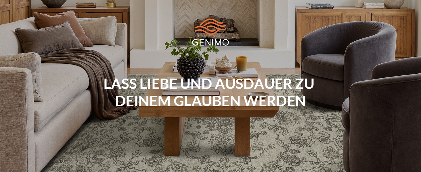 Килим GENIMO Boho Vintage, 160x230 см, короткий ворс, антиковзаюча поверхня, для вітальні, спальні, їдальні, офісу, колір: ніжно-сірий